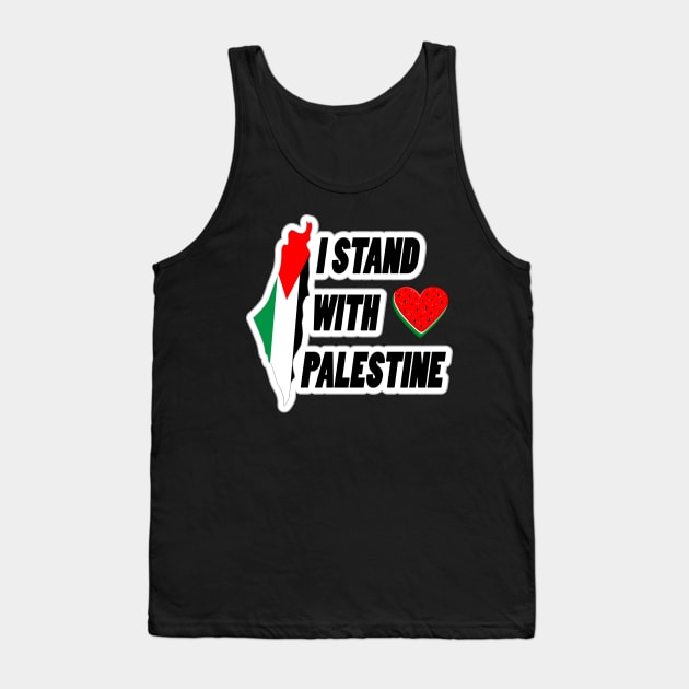 I stand with Palestine - Map and Watermelon Logo Tank Top by BluedarkArt